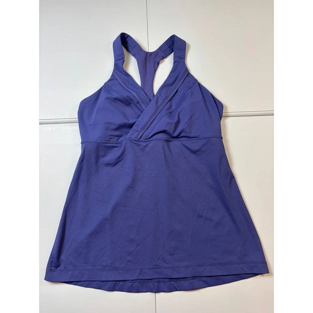 Lululemon‎ Deep Breath Tank Top Women Size 8 Blue Racerback Athletic Yoga